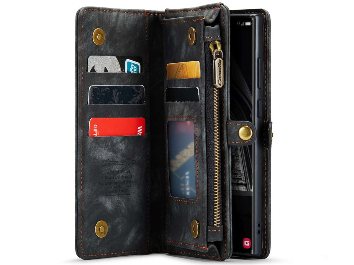 CaseMe 2in1 Wallet Ritsvak Case Zwart - Samsung Galaxy S23 Ultra Hoesje