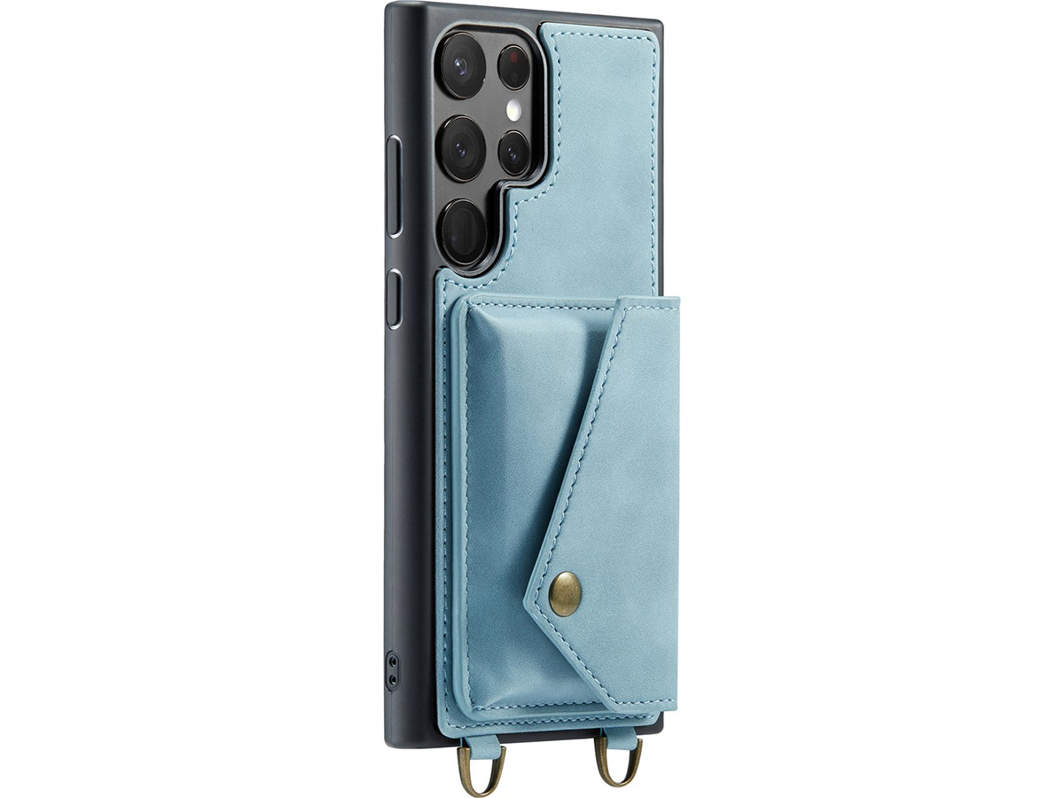CaseMe Crossbody Pocket Case Aqua - Samsung Galaxy S23 Ultra Hoesje