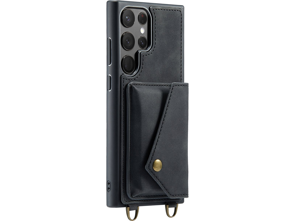 CaseMe Crossbody Pocket Case Zwart - Samsung Galaxy S23 Ultra Hoesje