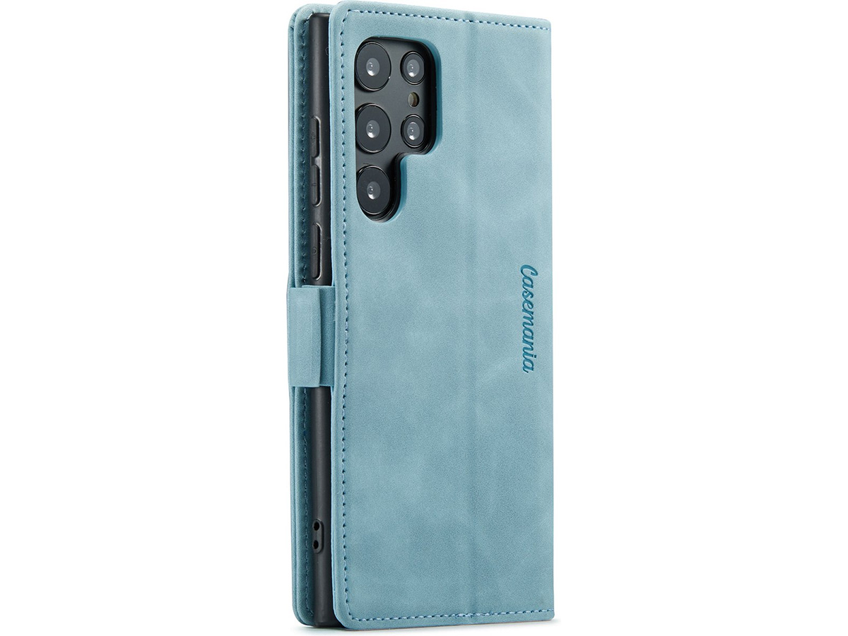 CaseMania Vintage Slim Bookcase Aqua - Samsung Galaxy S23 Ultra hoesje