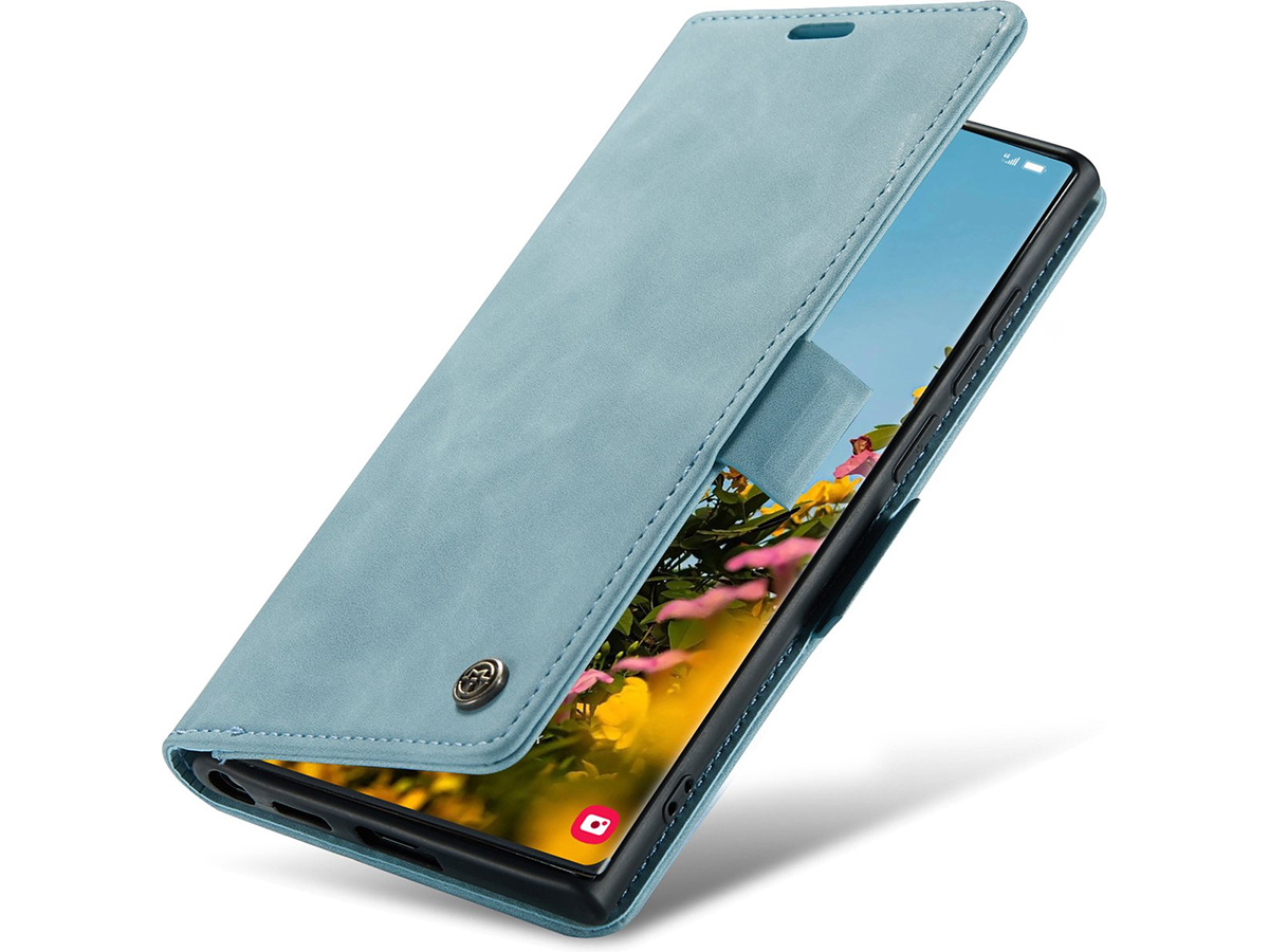 CaseMania Vintage Slim Bookcase Aqua - Samsung Galaxy S23 Ultra hoesje