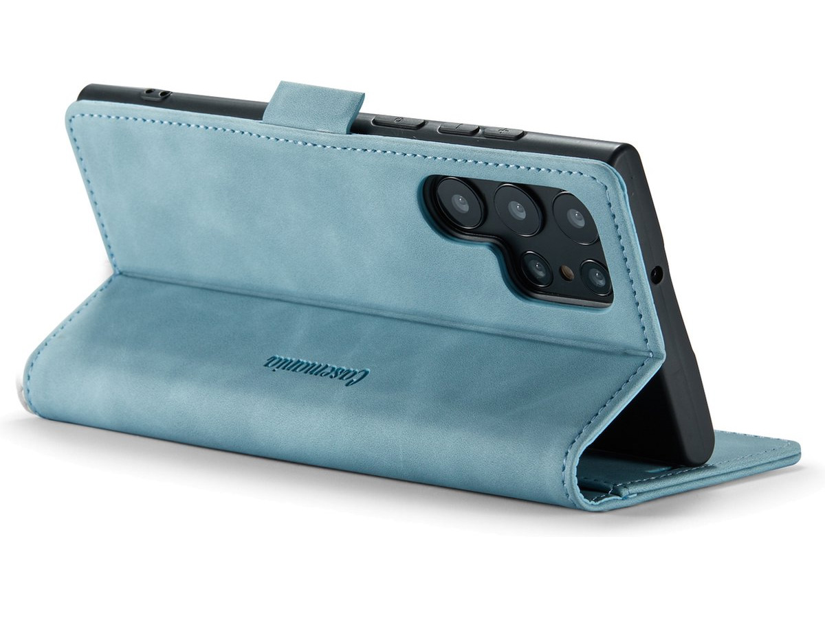 CaseMe Vintage BookCase Aqua - Samsung Galaxy S23 Ultra hoesje