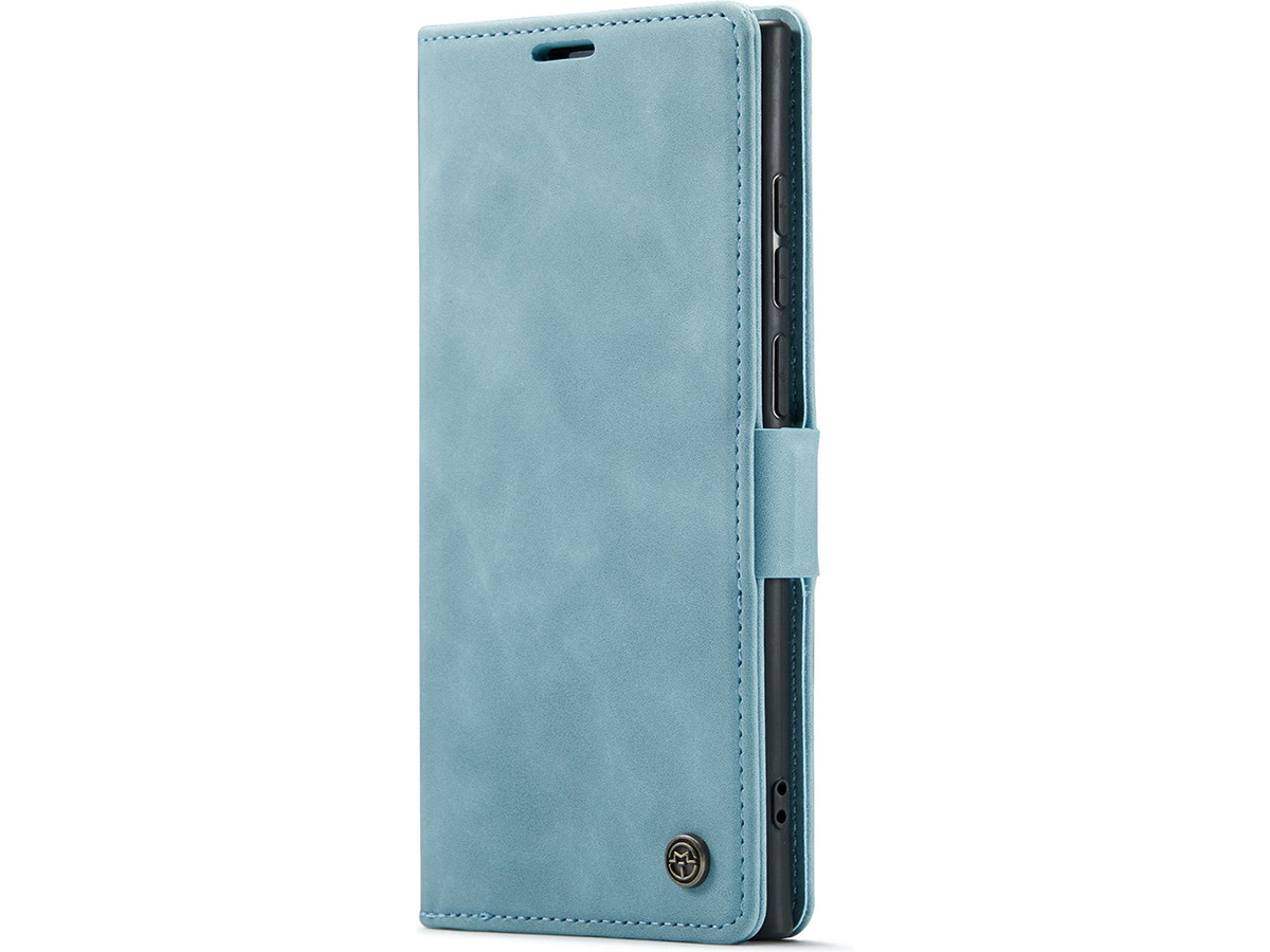 CaseMania Vintage Slim Bookcase Aqua - Samsung Galaxy S23 Ultra hoesje