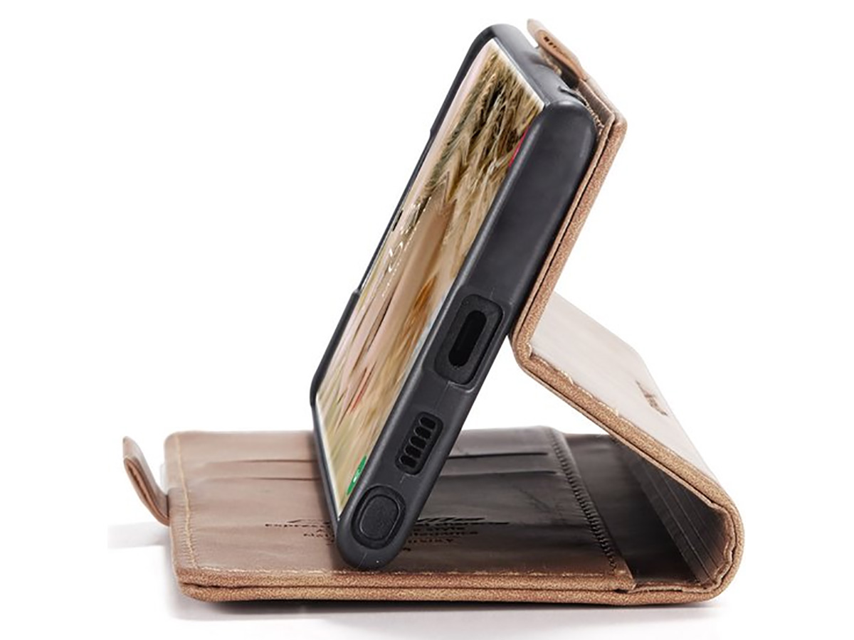 CaseMania Vintage Slim Bookcase Tan - Samsung Galaxy S23 Ultra hoesje