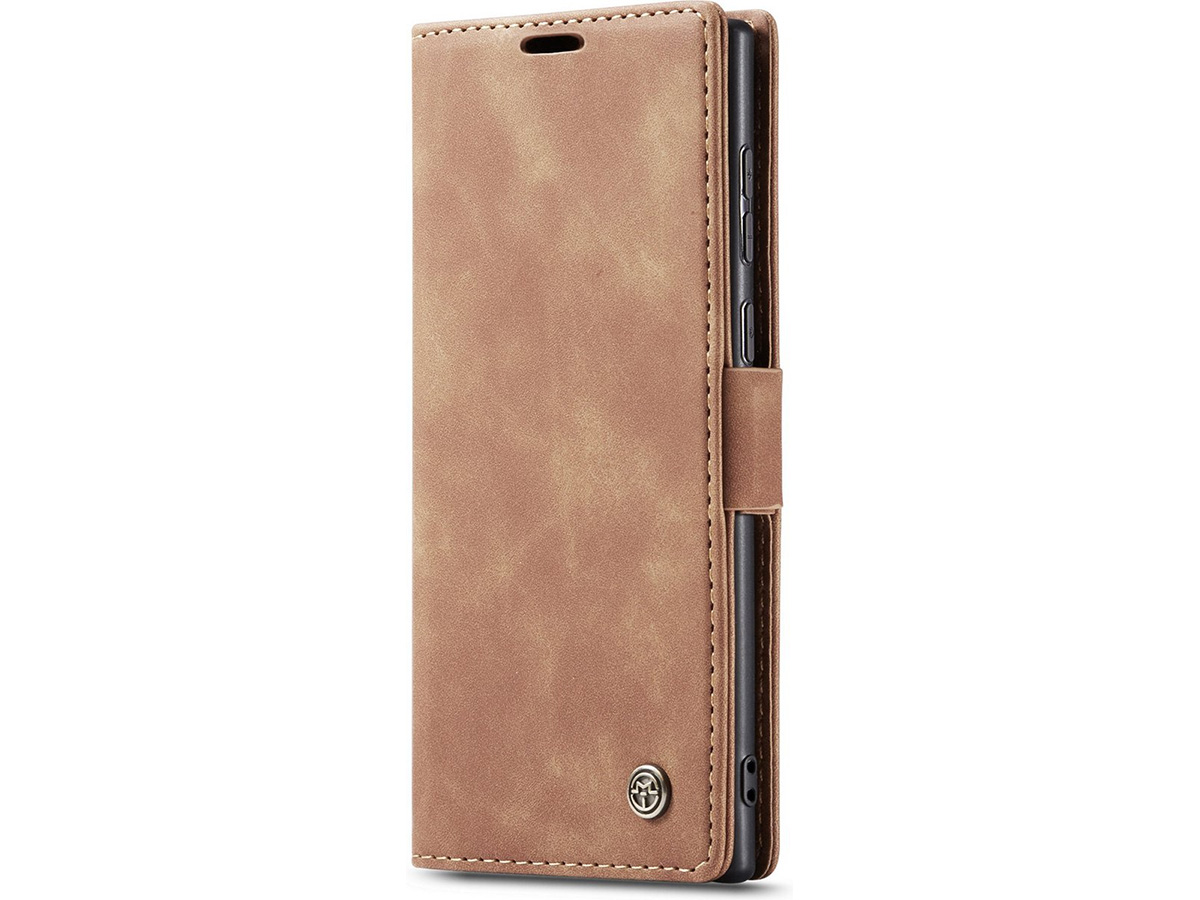 CaseMe Vintage BookCase Tan - Samsung Galaxy S23 Ultra hoesje