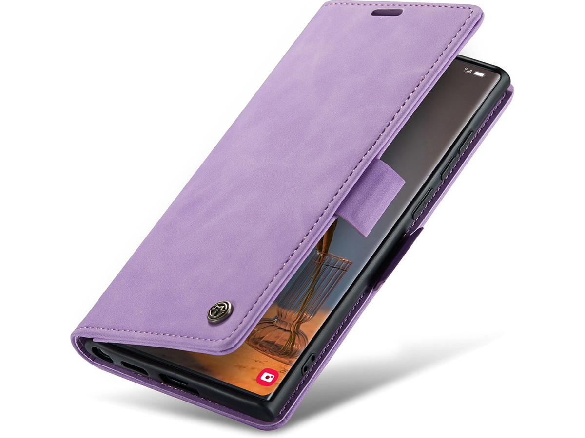 CaseMania Vintage Slim Bookcase Lila Paars - Samsung Galaxy S23 Ultra hoesje