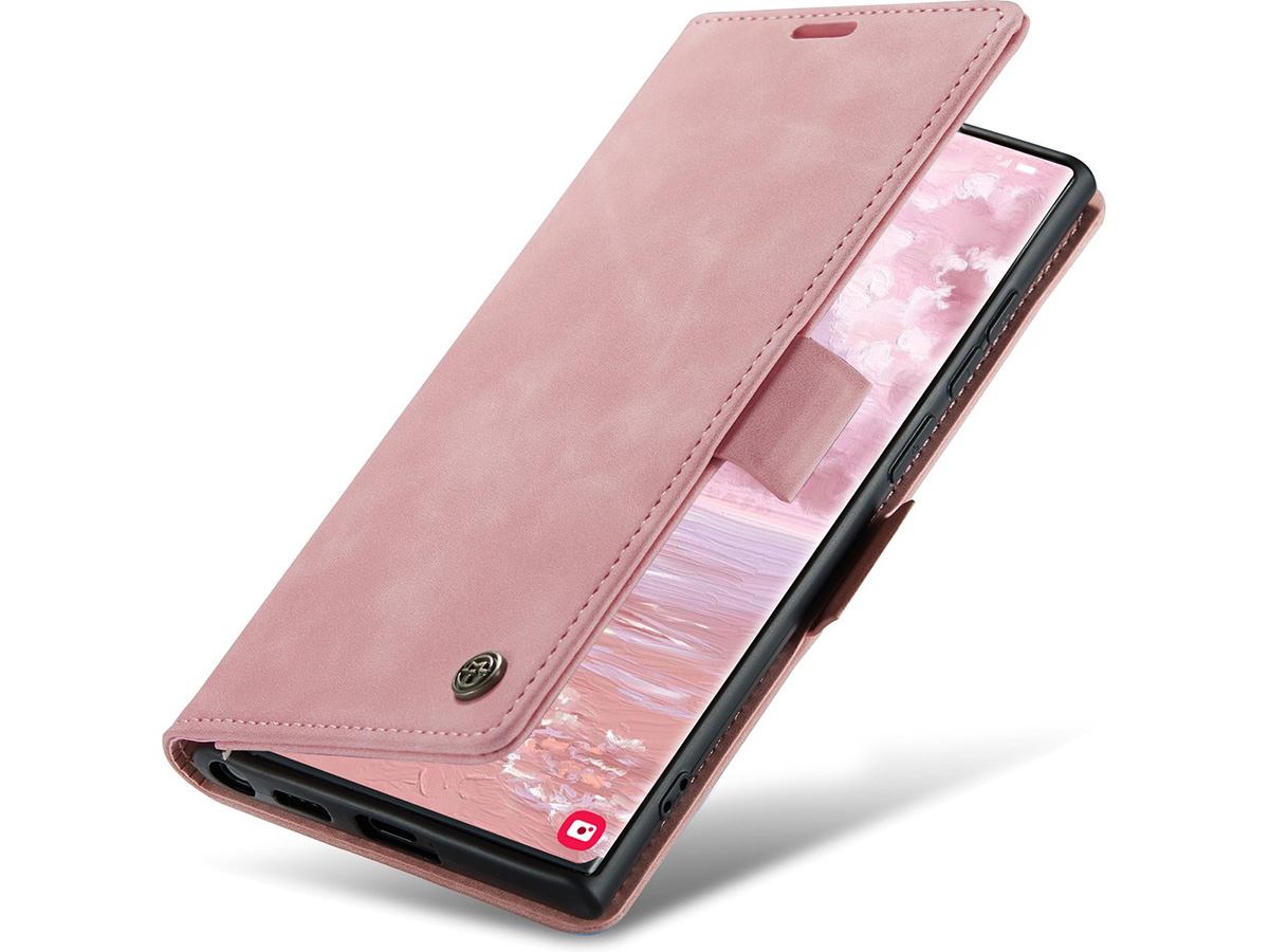 CaseMania Vintage Slim Bookcase Roze - Samsung Galaxy S23 Ultra hoesje