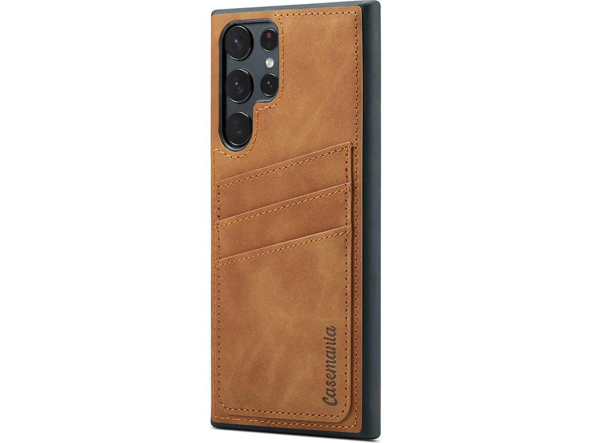 CaseMania Vintage Card Case Bruin - Samsung Galaxy S23 Ultra Hoesje