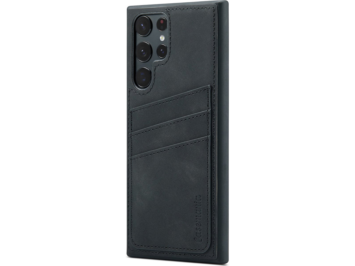 CaseMe Vintage Card Case Zwart - Samsung Galaxy S23 Ultra Hoesje