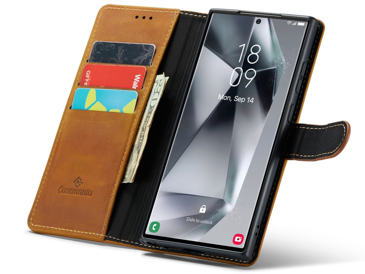 CaseMania Vintage Leather Case Cognac - Samsung Galaxy S23 Ultra hoesje