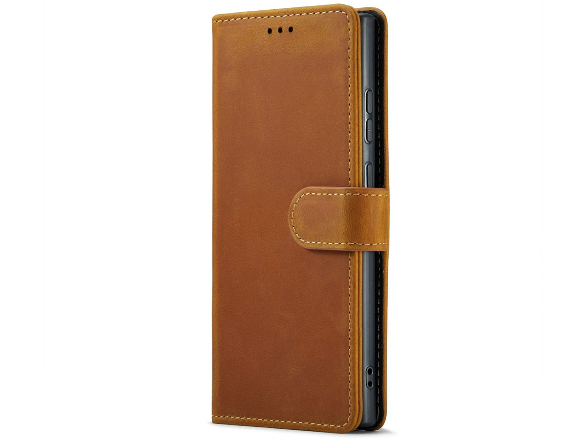 CaseMe Vintage Leather Case Cognac - Samsung Galaxy S23 Ultra hoesje