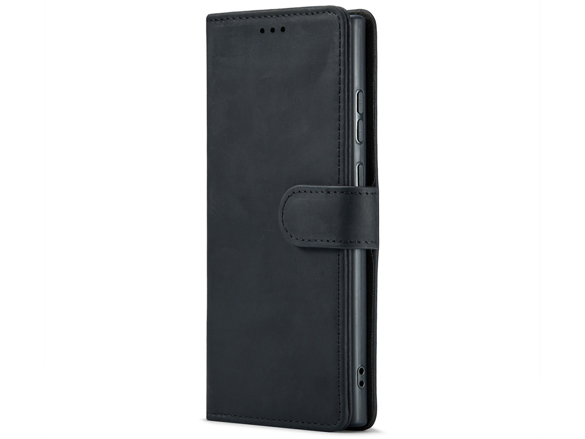 CaseMania Vintage Leather Case Zwart - Samsung Galaxy S23 Ultra hoesje