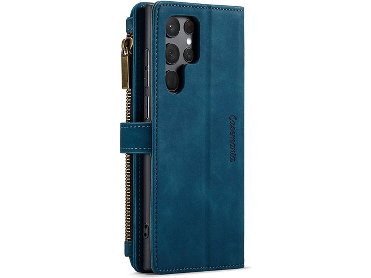 CaseMania Ritsvak Wallet Case Blauw - Samsung Galaxy S23 Ultra Hoesje