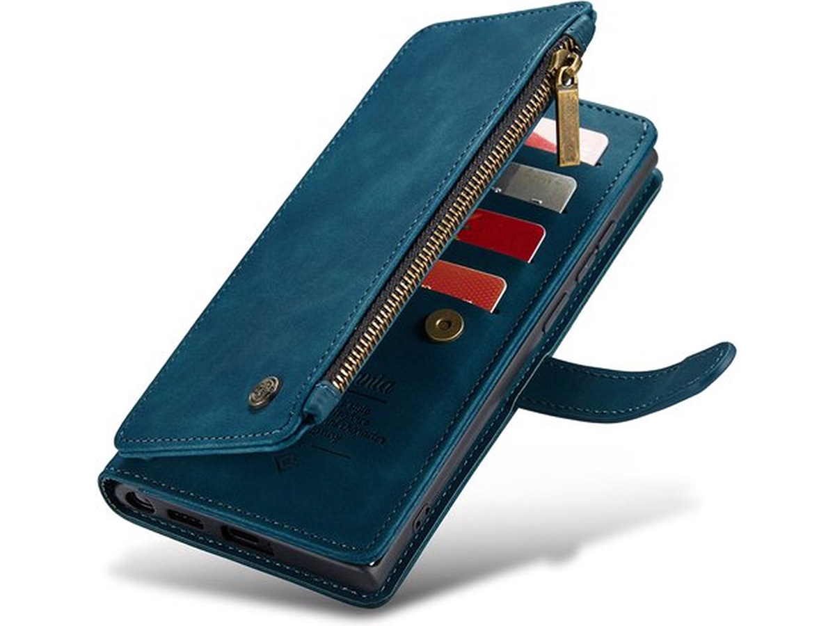 CaseMania Ritsvak Wallet Case Blauw - Samsung Galaxy S23 Ultra Hoesje