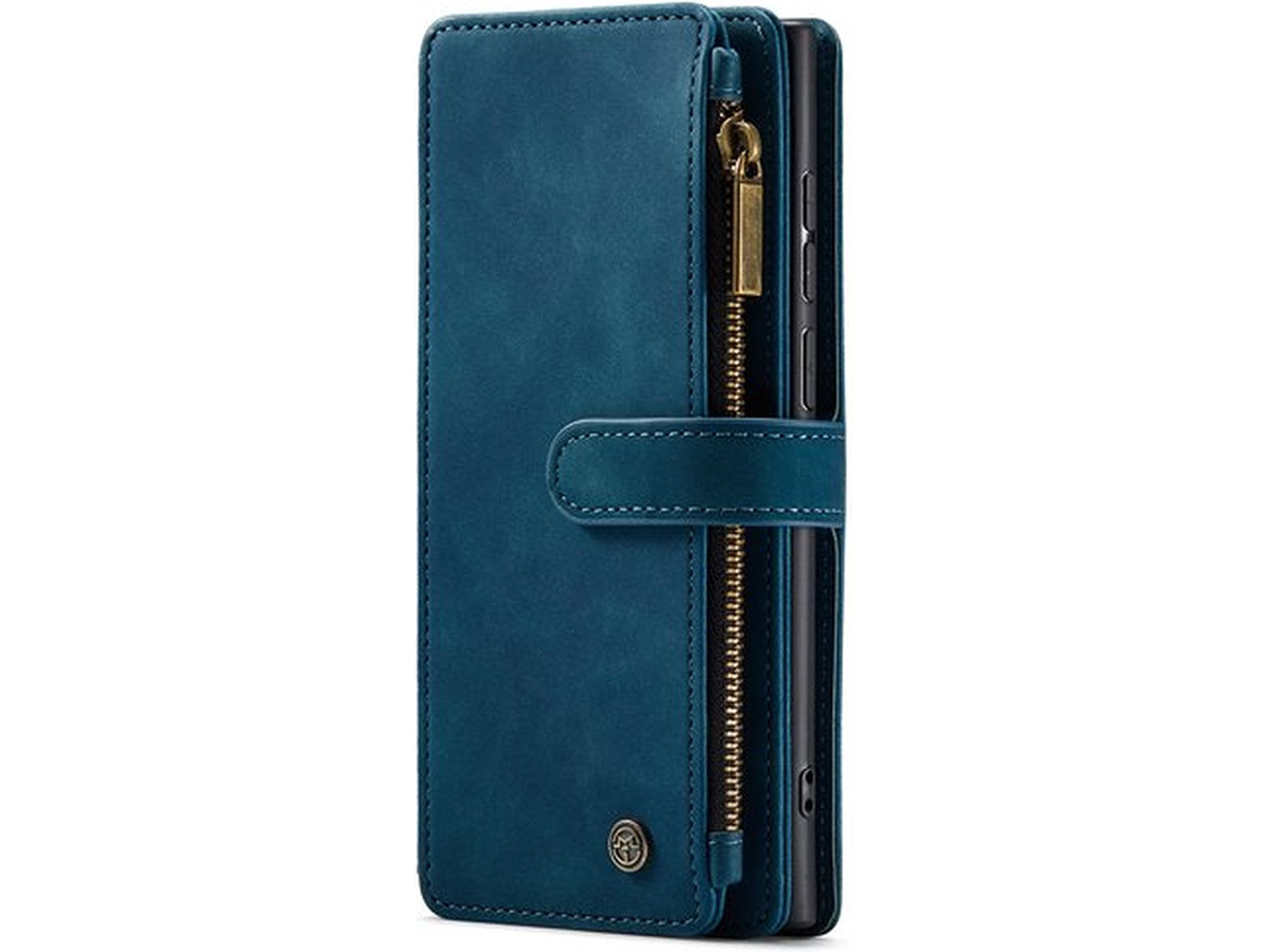 CaseMania Ritsvak Wallet Case Blauw - Samsung Galaxy S23 Ultra Hoesje