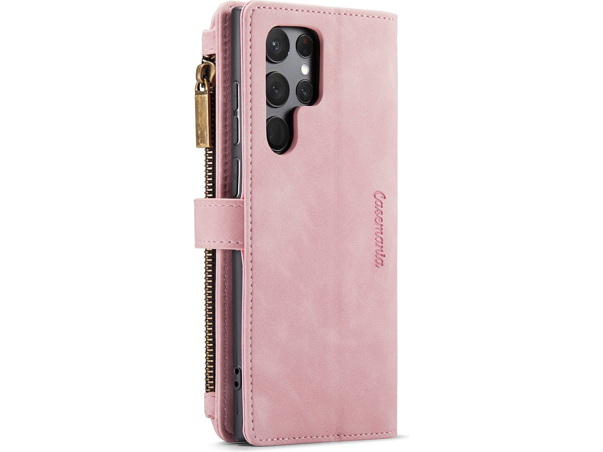 CaseMania Ritsvak Wallet Case Roze - Samsung Galaxy S23 Ultra Hoesje