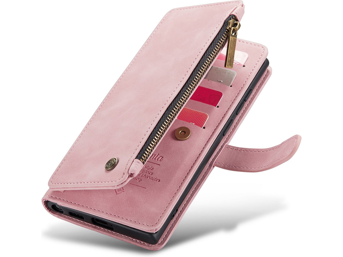 CaseMania Ritsvak Wallet Case Roze - Samsung Galaxy S23 Ultra Hoesje