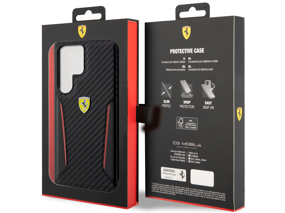 Ferrari Carbon Look Case - Samsung Galaxy S23 Ultra hoesje