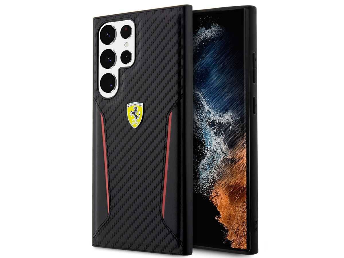 Ferrari Carbon Look Case - Samsung Galaxy S23 Ultra hoesje