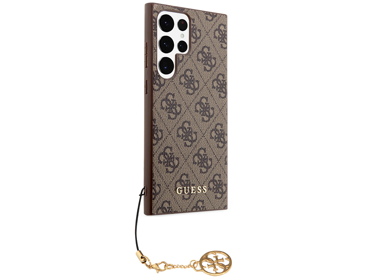 Guess Monogram Charm Case Bruin - Samsung Galaxy S23 Ultra hoesje