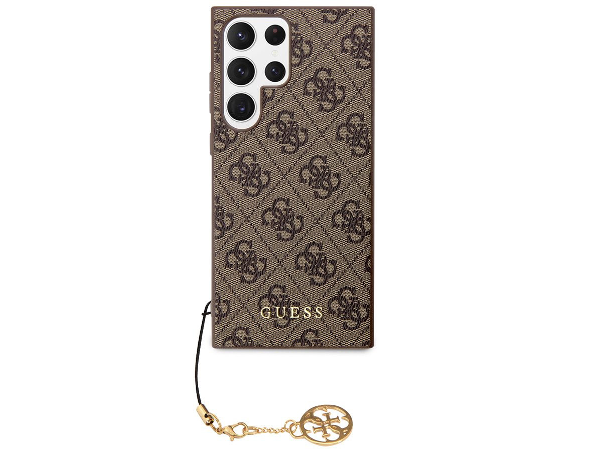 Guess Monogram Charm Case Bruin - Samsung Galaxy S23 Ultra hoesje