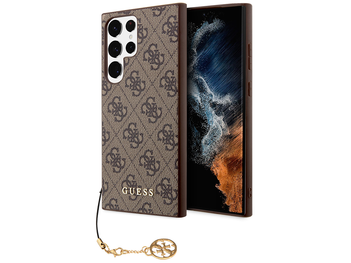 Guess Monogram Charm Case Bruin - Samsung Galaxy S23 Ultra hoesje