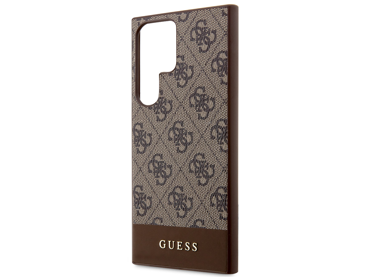 Guess Monogram Stripe Case Bruin - Samsung Galaxy S23 Ultra hoesje