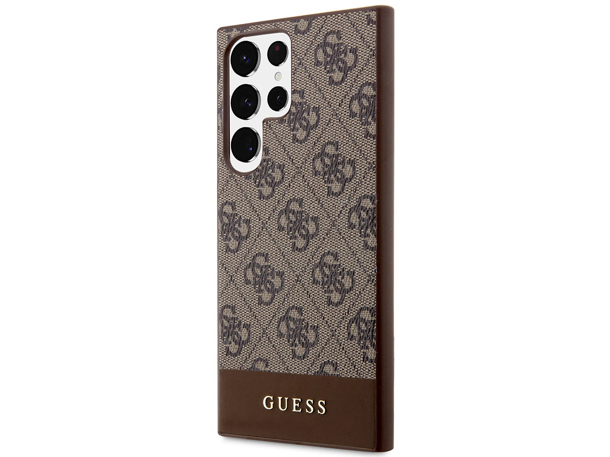 Guess Monogram Stripe Case Bruin - Samsung Galaxy S23 Ultra hoesje