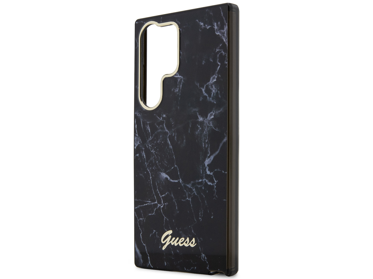 Guess Marble Collection Case Zwart - Samsung Galaxy S23 Ultra hoesje