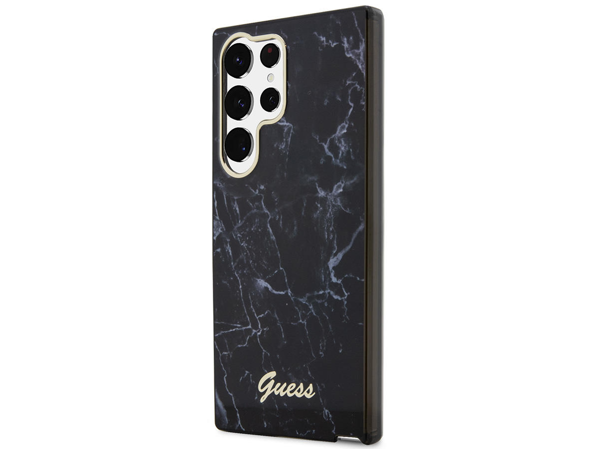 Guess Marble Collection Case Zwart - Samsung Galaxy S23 Ultra hoesje