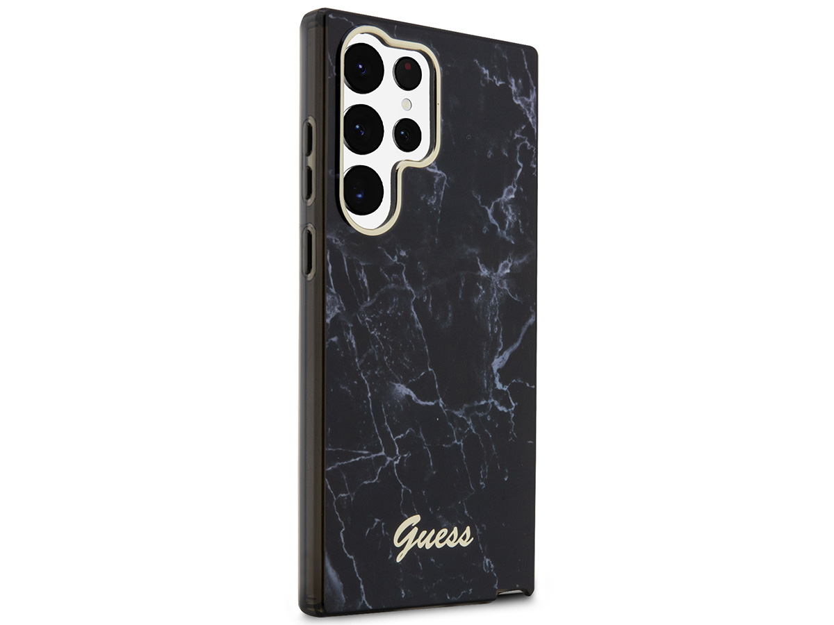 Guess Marble Collection Case Zwart - Samsung Galaxy S23 Ultra hoesje