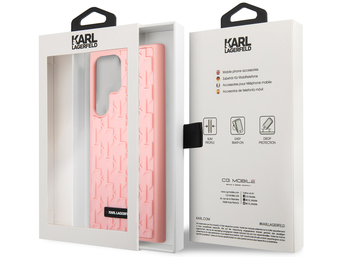 Karl Lagerfeld 3D Monogram Case Roze - Samsung Galaxy S23 Ultra hoesje