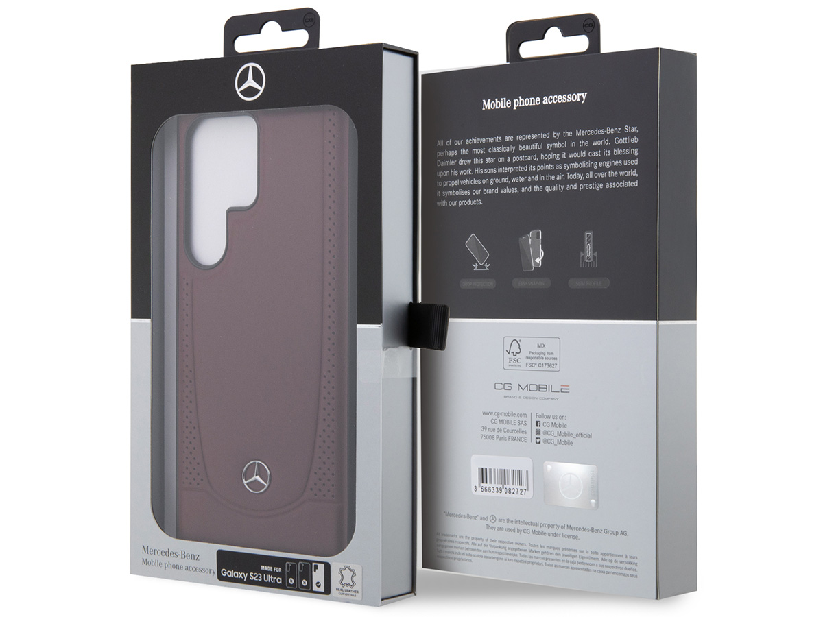 Mercedes-Benz Urban Leather Case Rood - Samsung Galaxy S23 Ultra hoesje