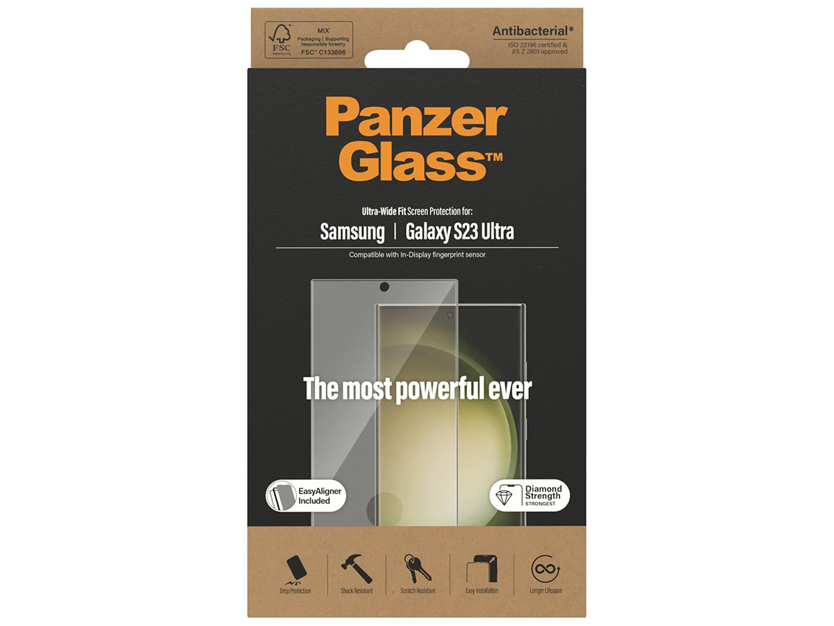 PanzerGlass Samsung Galaxy S23 Ultra Super+ Glas Wide Fit met EasyAligner