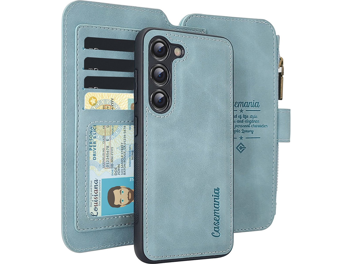 CaseMania 2in1 Wallet Ritsvak Case Aqua - Samsung Galaxy S24 Hoesje