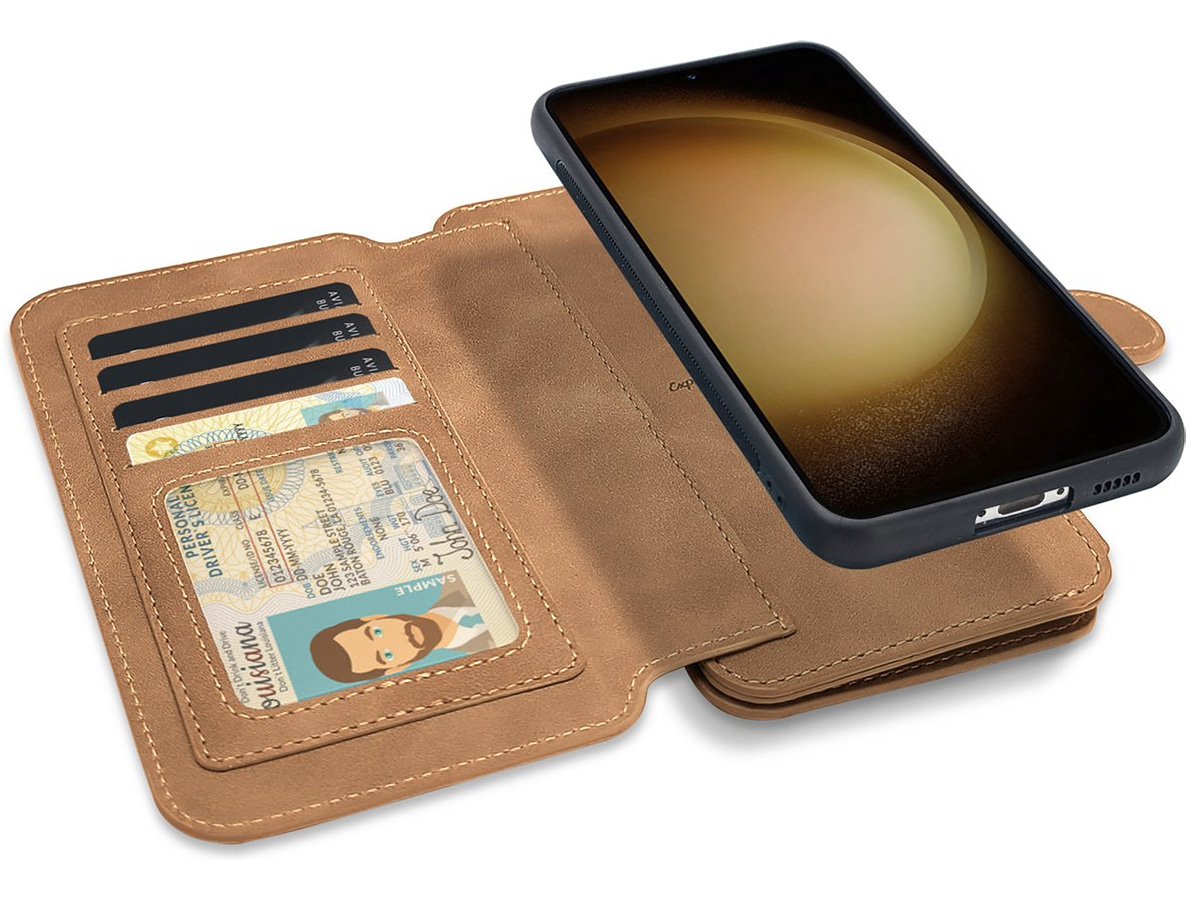 CaseMania 2in1 Wallet Ritsvak Case Bruin - Samsung Galaxy S24 Hoesje
