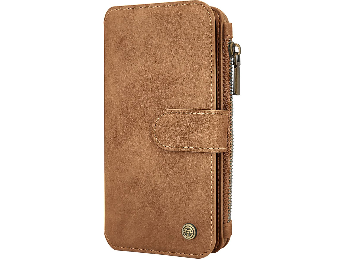 CaseMania 2in1 Wallet Ritsvak Case Bruin - Samsung Galaxy S24 Hoesje