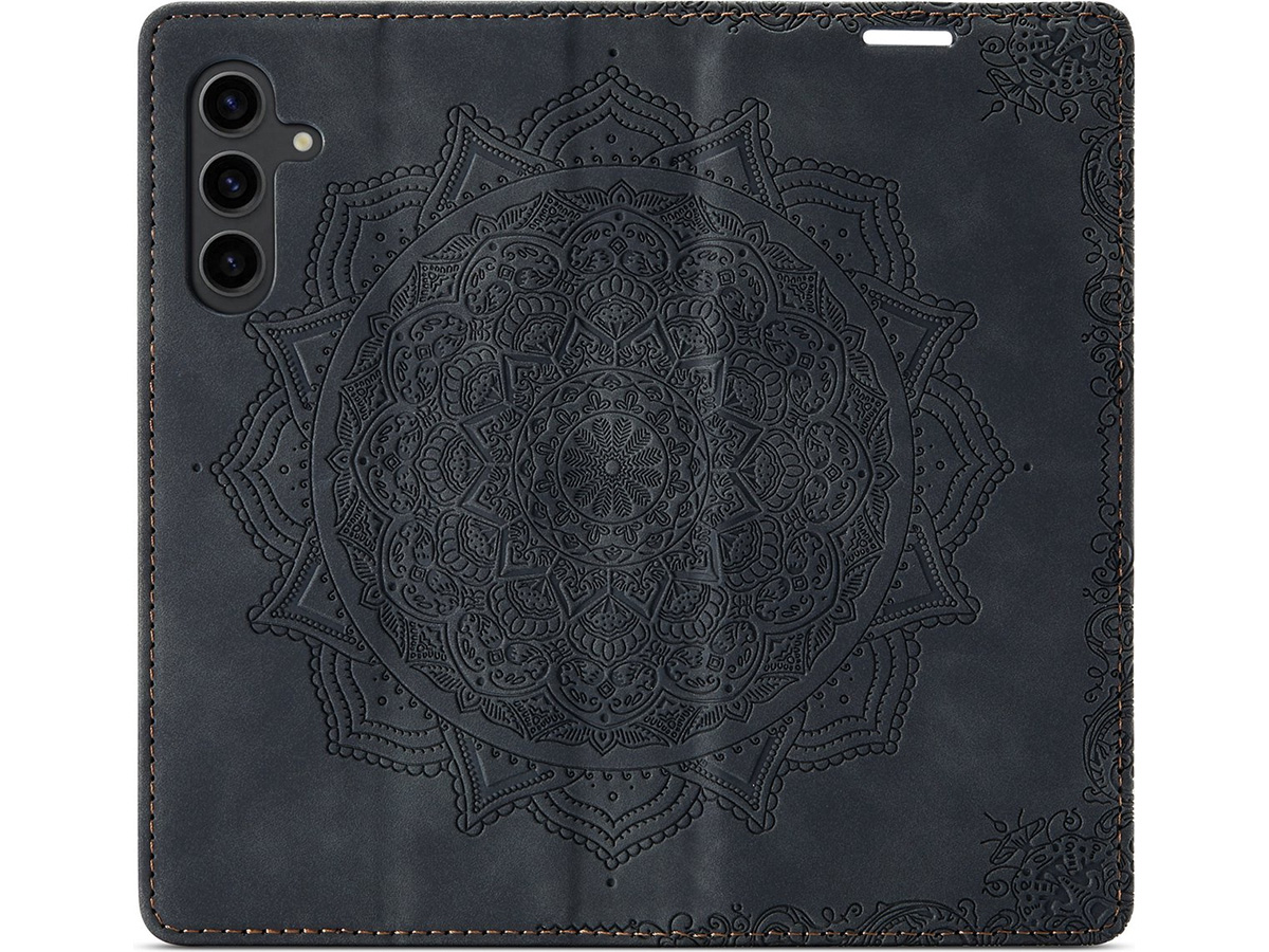 CaseMania Mandala BookCase Zwart - Samsung Galaxy S24 hoesje