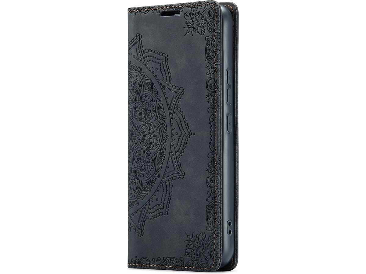 CaseMania Mandala BookCase Zwart - Samsung Galaxy S24 hoesje