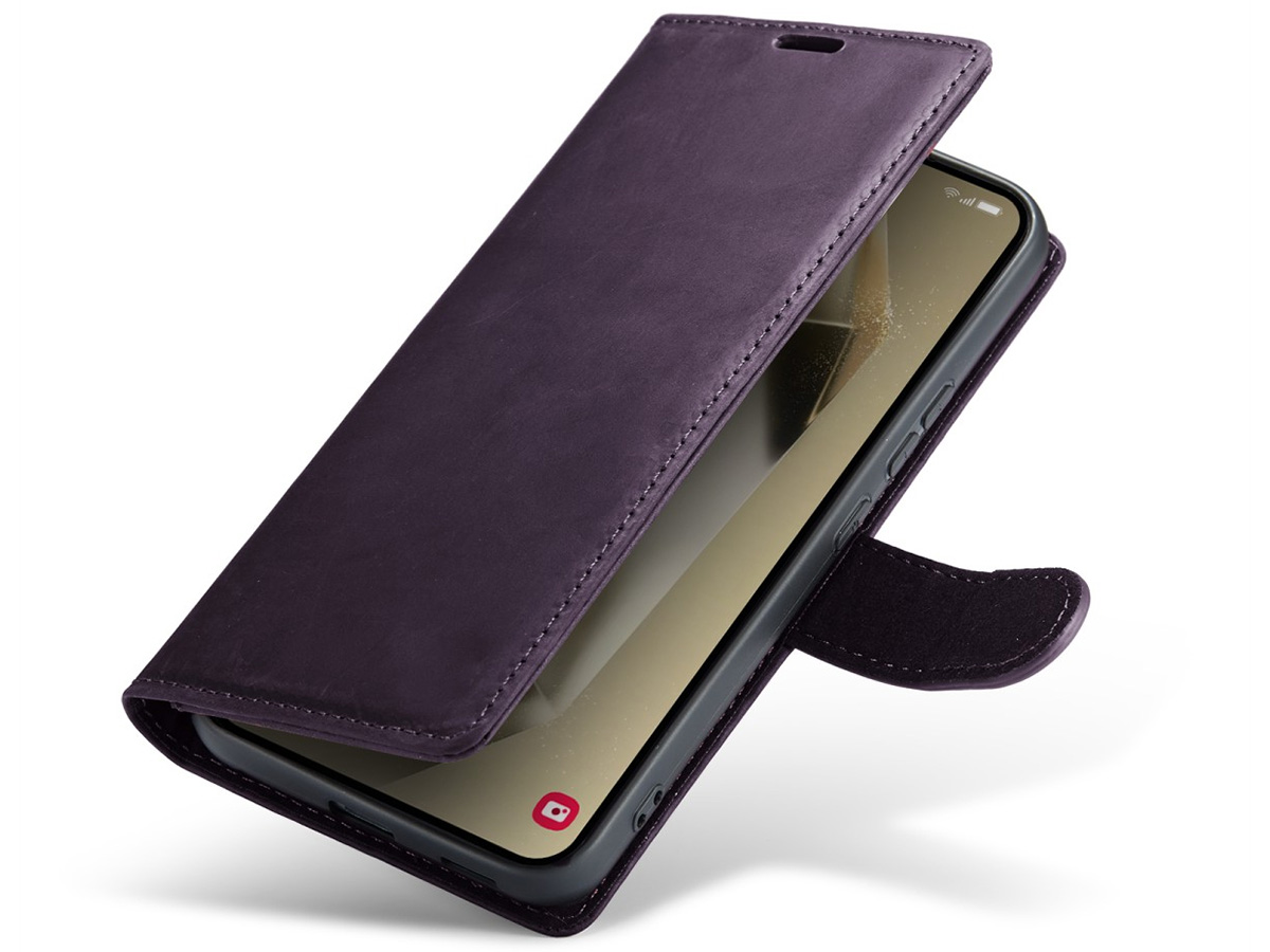 CaseMania Vintage Leather Case Paars - Samsung Galaxy S24 hoesje