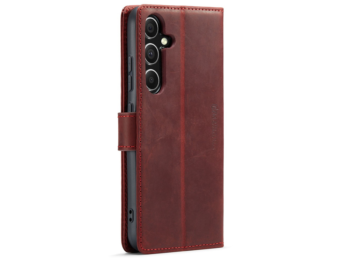 CaseMania Vintage Leather Case Rood - Samsung Galaxy S24 hoesje