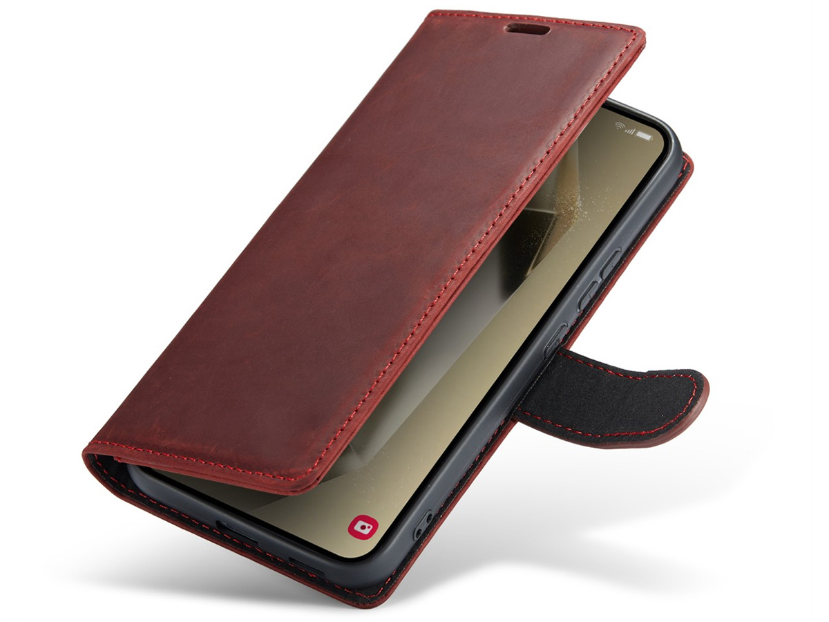 CaseMania Vintage Leather Case Rood - Samsung Galaxy S24 hoesje