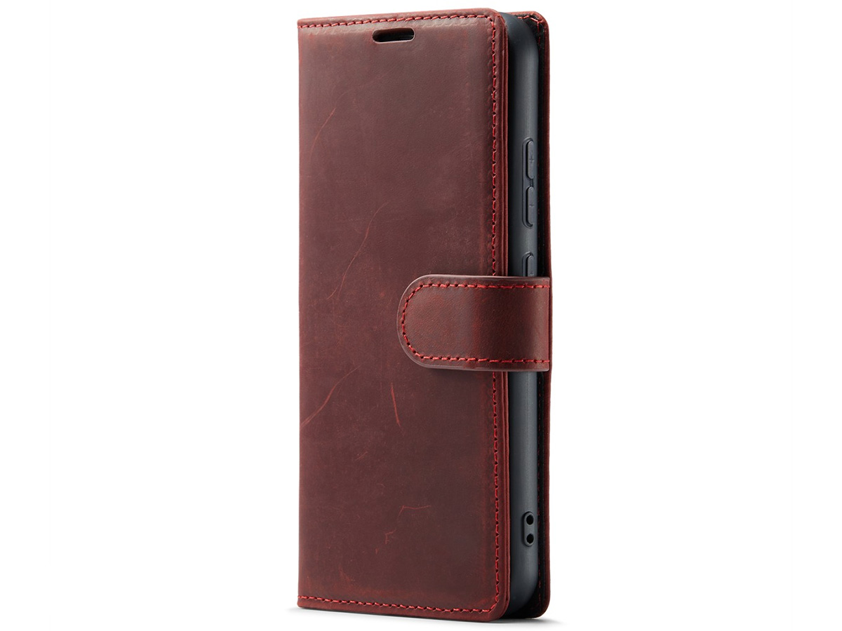 CaseMania Vintage Leather Case Rood - Samsung Galaxy S24 hoesje