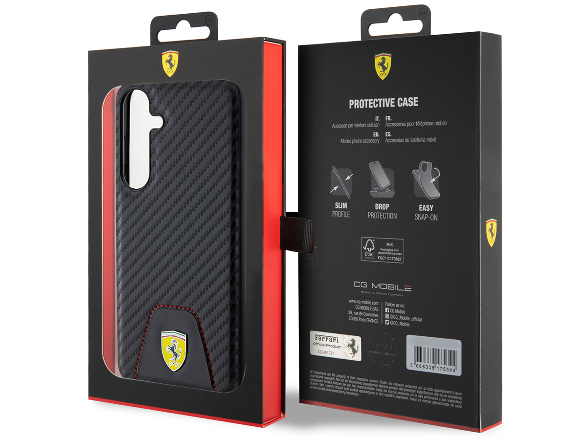 Ferrari Carbon Stitching Case - Samsung Galaxy S24 hoesje