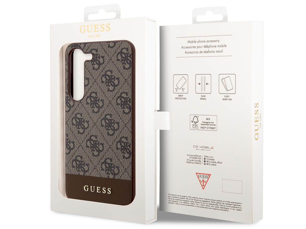 Guess Monogram Stripe Case Bruin - Samsung Galaxy S24 hoesje