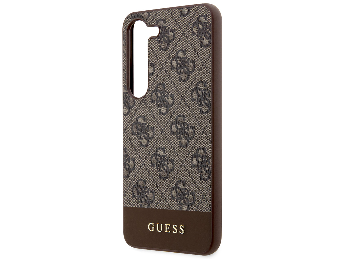 Guess Monogram Stripe Case Bruin - Samsung Galaxy S24 hoesje