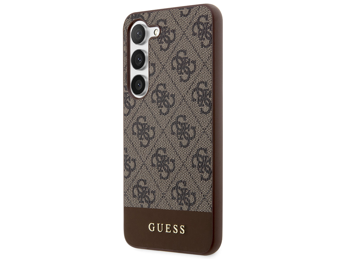 Guess Monogram Stripe Case Bruin - Samsung Galaxy S24 hoesje