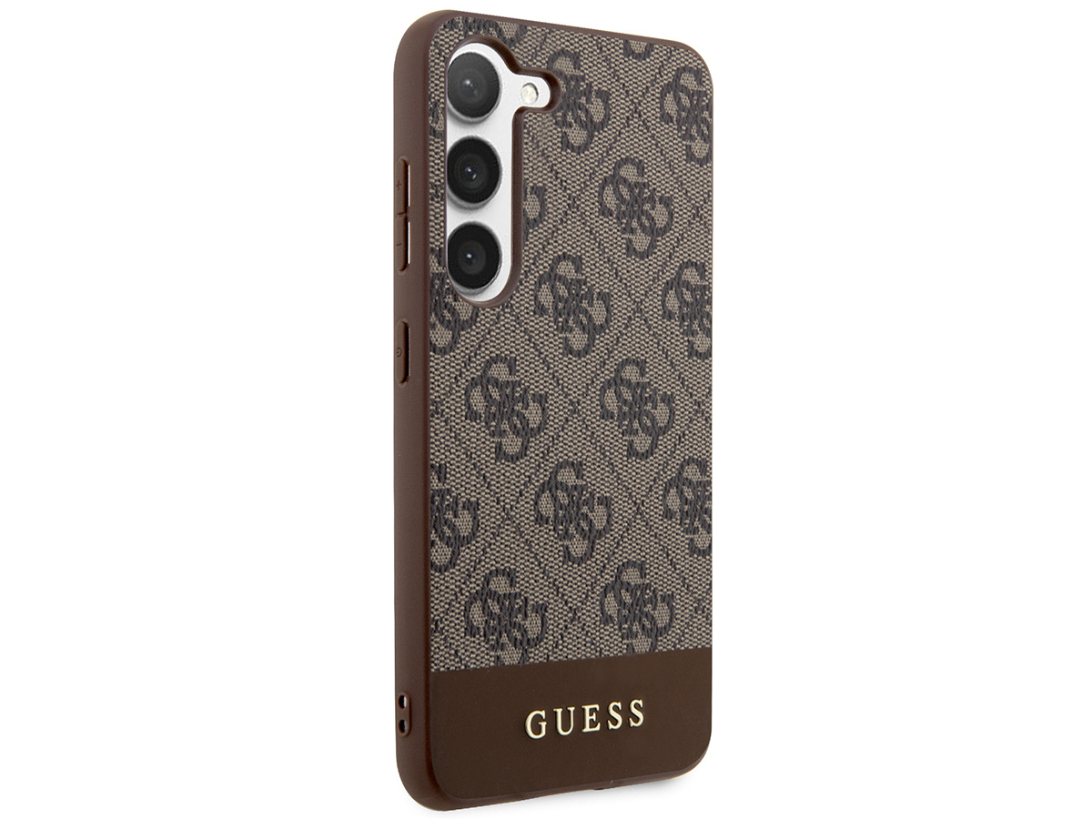 Guess Monogram Stripe Case Bruin - Samsung Galaxy S24 hoesje