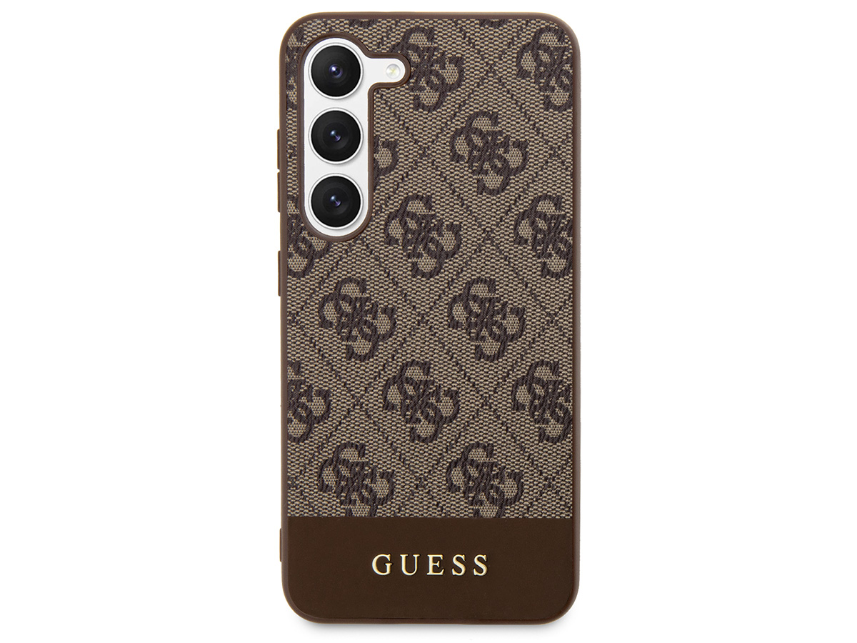 Guess Monogram Stripe Case Bruin - Samsung Galaxy S24 hoesje