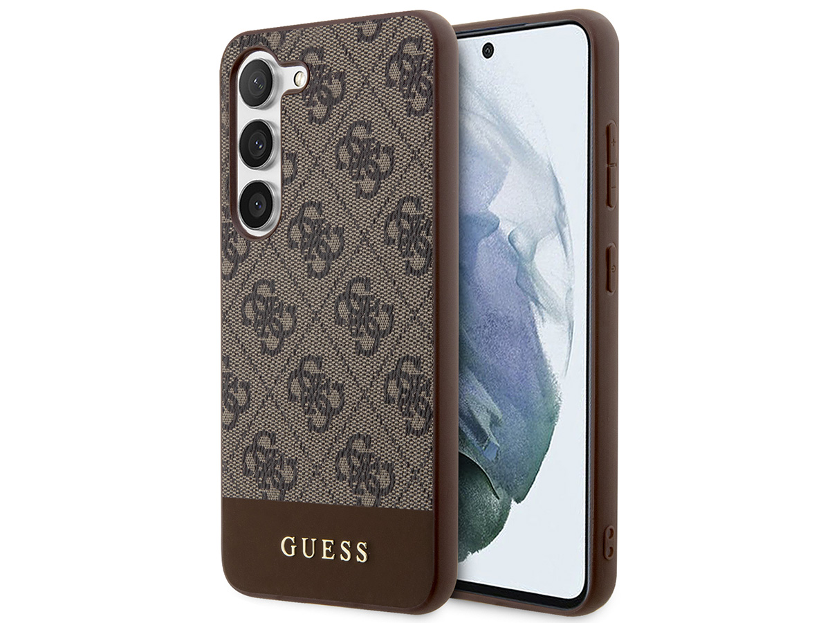 Guess Monogram Stripe Case Bruin - Samsung Galaxy S24 hoesje